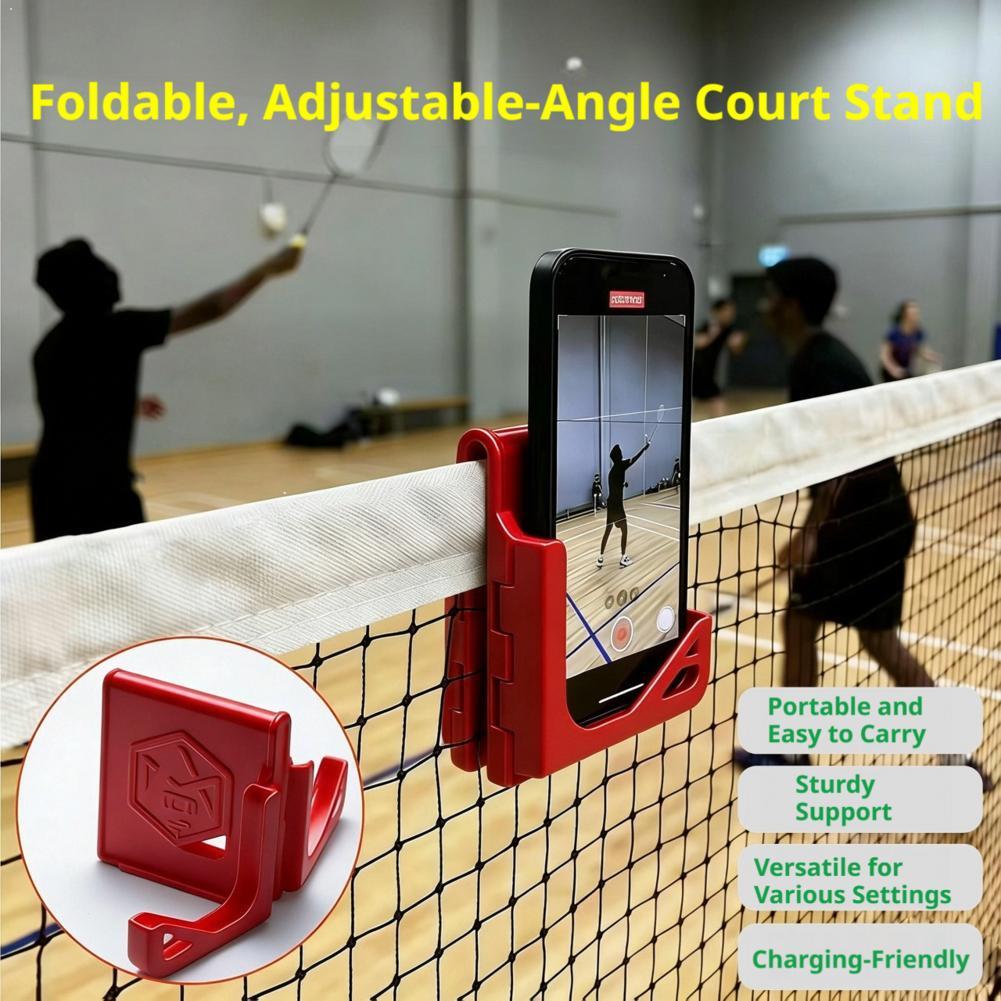 Badminton Live Streaming - Draagbare telefoonhouder voor hek, opvouwbare tennis-
